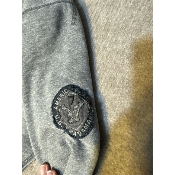 AEO 1/4 zip Men XL Fleece Sweatshirt Kangaroo Pocket Mock Neck Collar Applique - Picture 2 of 6